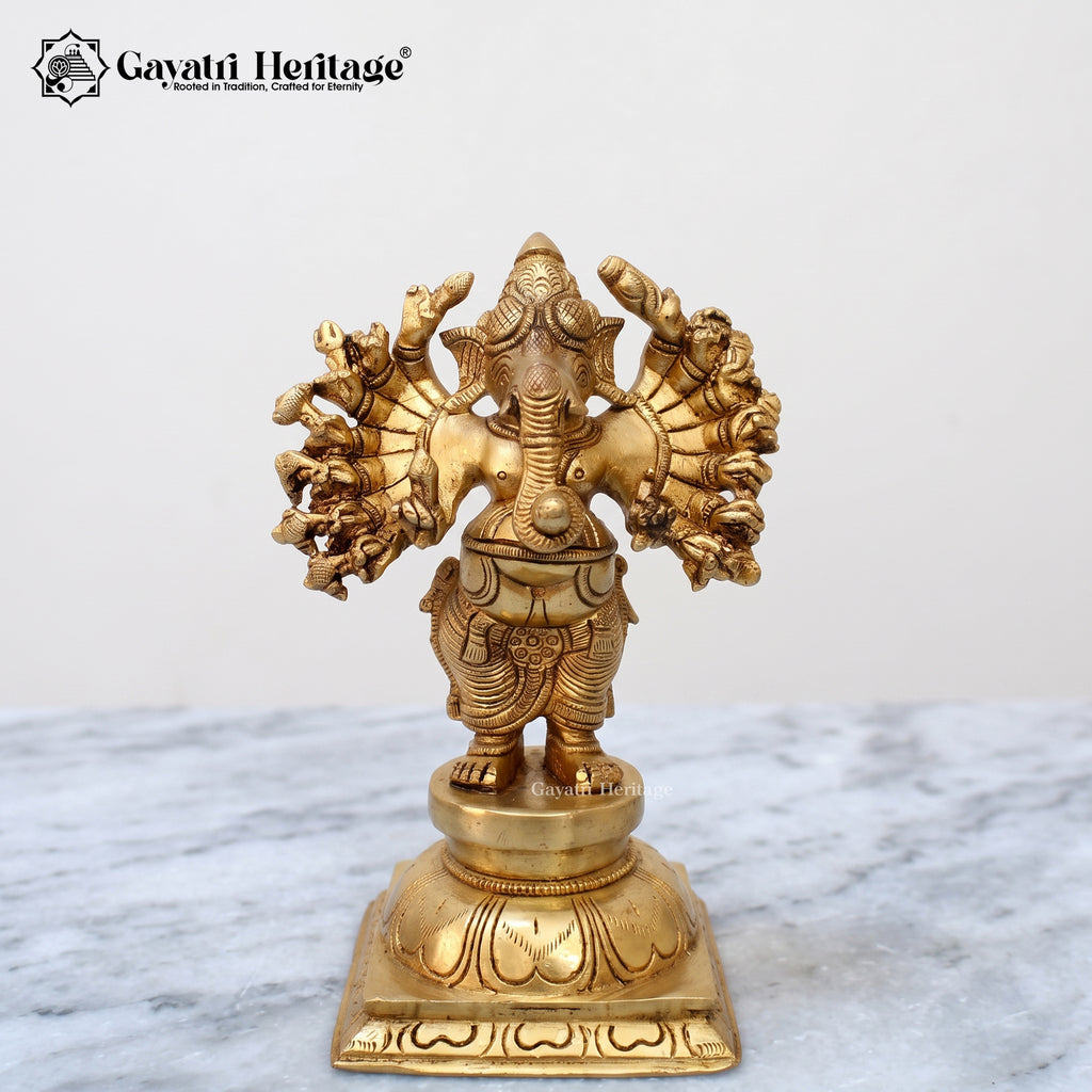 Brass 18 Hands Vinayagar Statue – Powerful Divine Form
