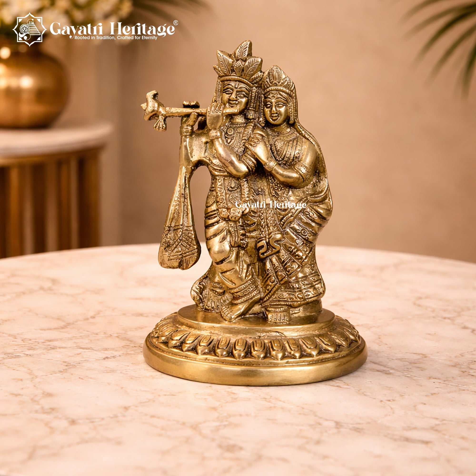 Brass Radha Krishna Statue – Divine Couple Idol for Pooja | Gayatri Heritage