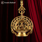 Goddess Gaja Lakshmi Wall Hanging Brass Lamp – Divine Elegance and Prosperity | Gayatri Heritage
