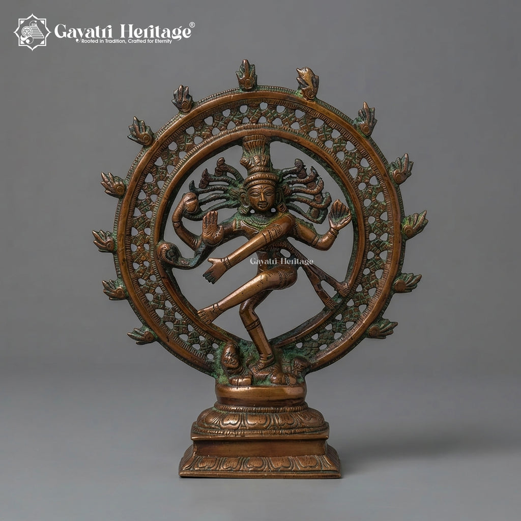 Brass Nataraja Statue, 9.5 inch, handcrafted by Gayatri Heritage