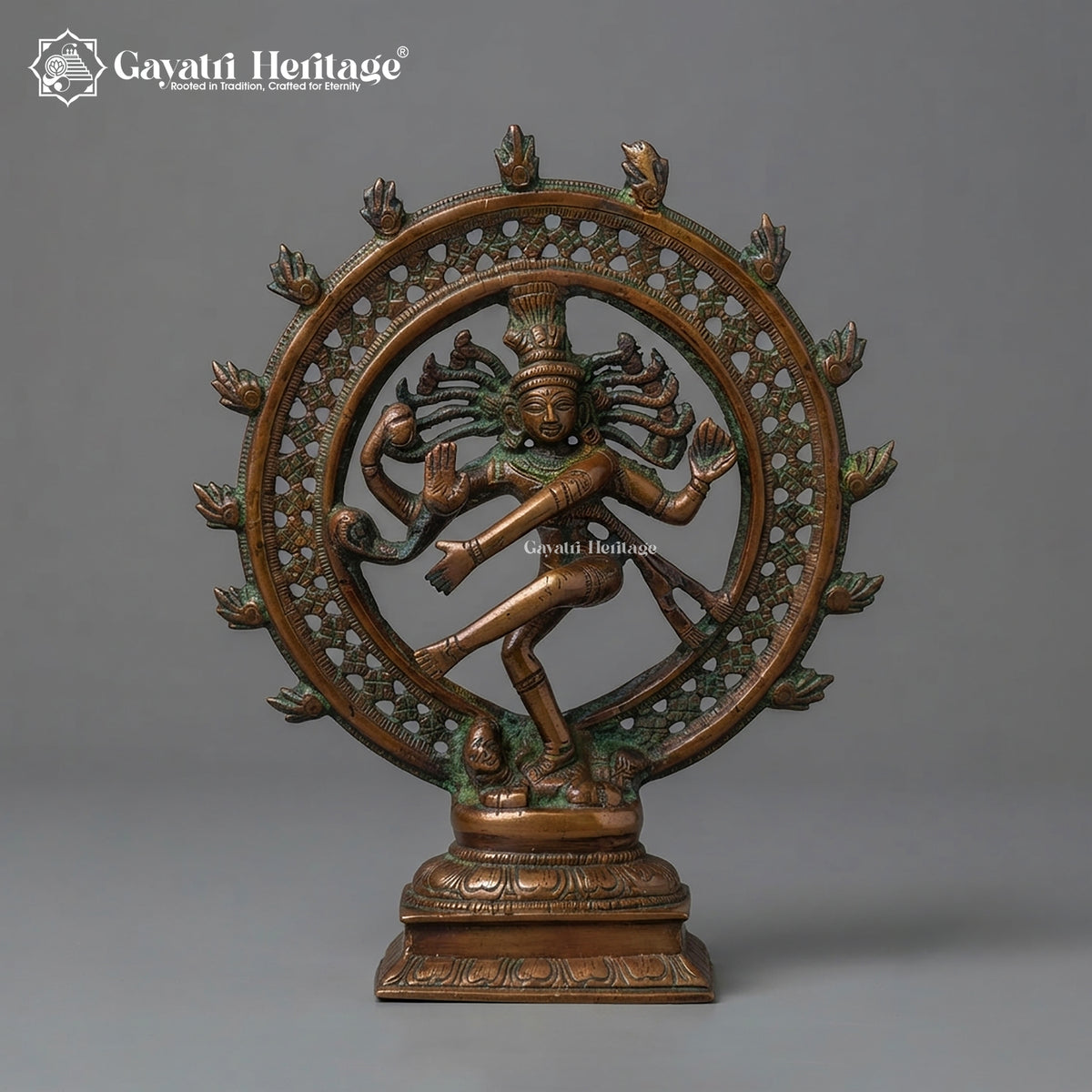 Brass Nataraja Statue, 9.5 inch, handcrafted by Gayatri Heritage