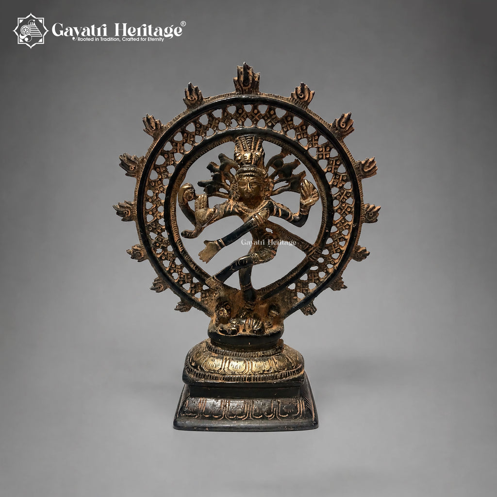 Brass Nataraja Sculpture, 9.5 inch, handcrafted by Gayatri Heritage