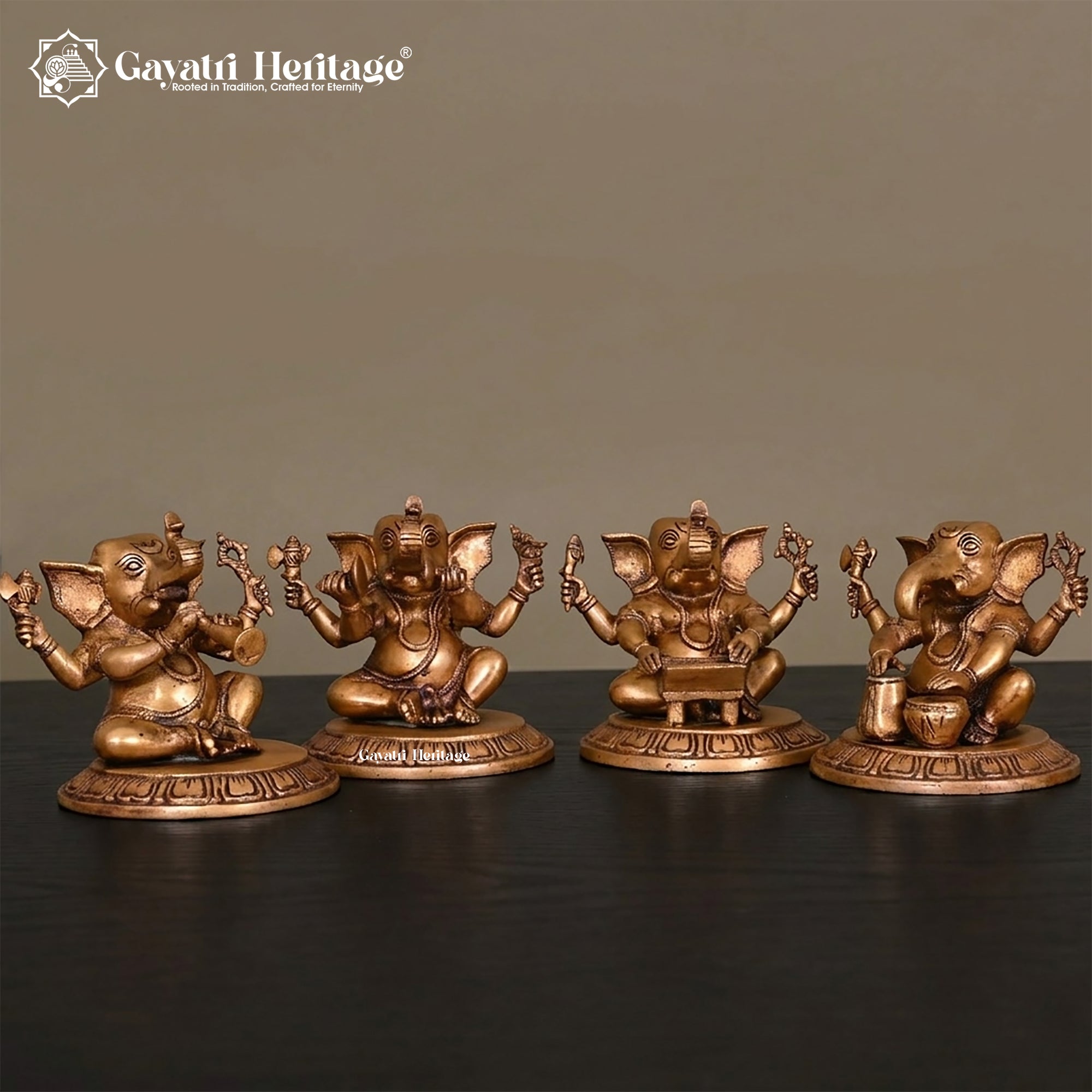 Brass Music Ganesha Set – Divine Décor Collection | Gayatri Heritage