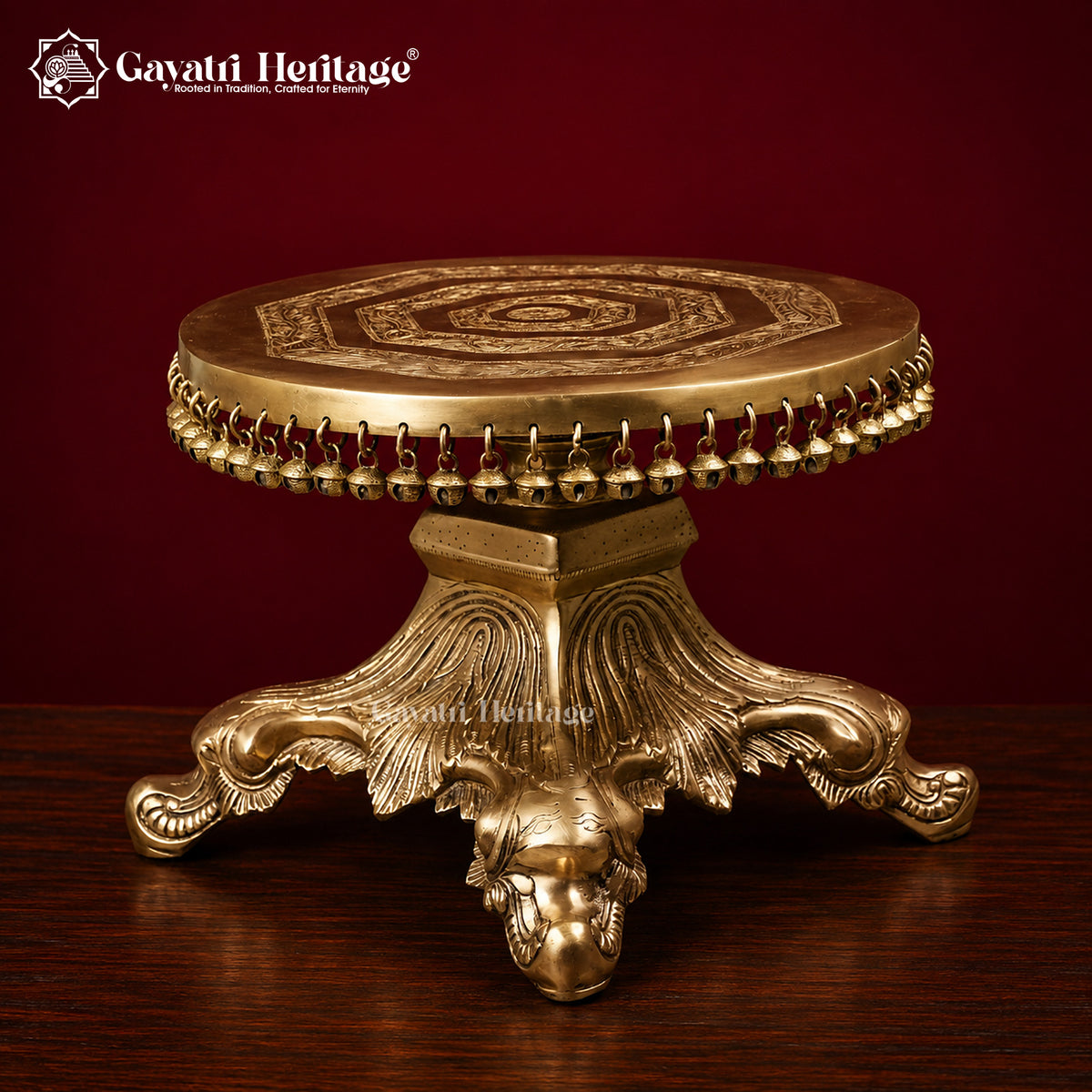 Brass Chowki Stand – Sturdy Puja Pedestal | Gayatri Heritage