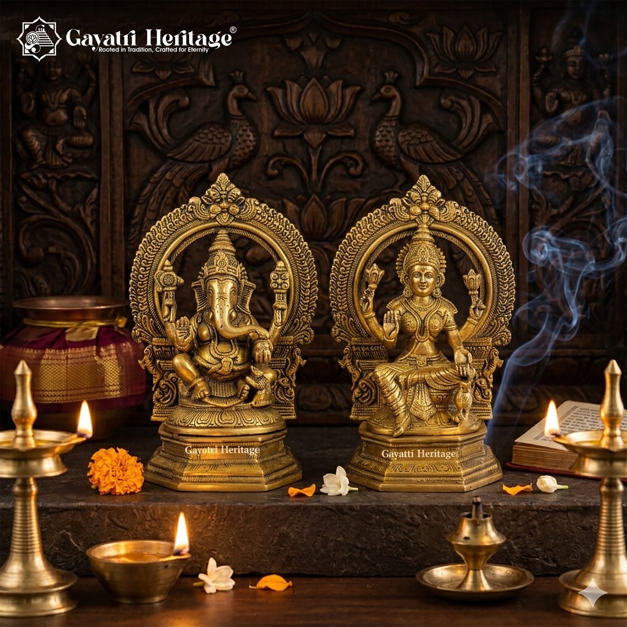 Brass Ganesh Laxmi Statue – Auspicious Blessings for Your Home | Gayatri Heritage