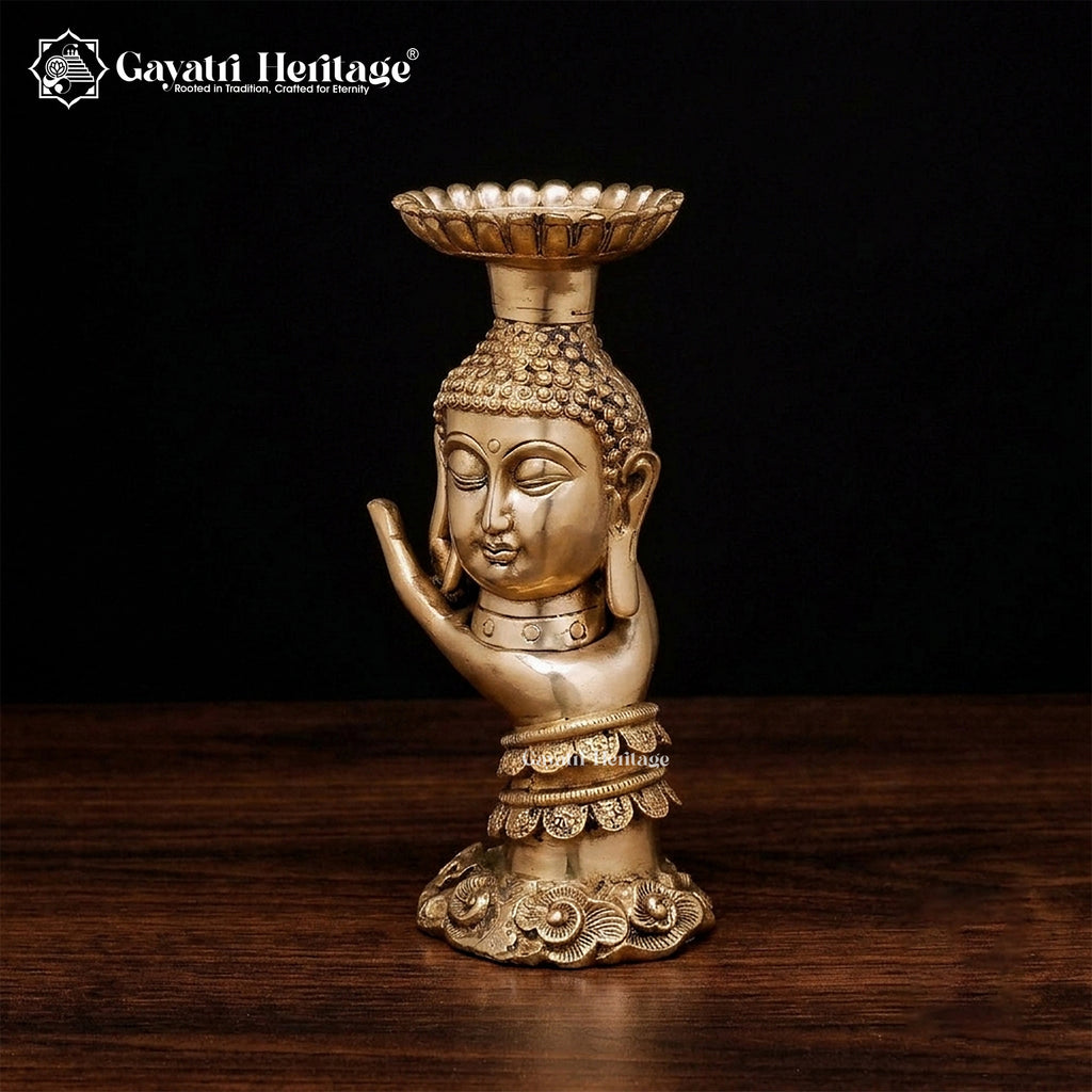 Brass Buddha Candle Stand – Peace & Tranquility | Gayatri Heritage
