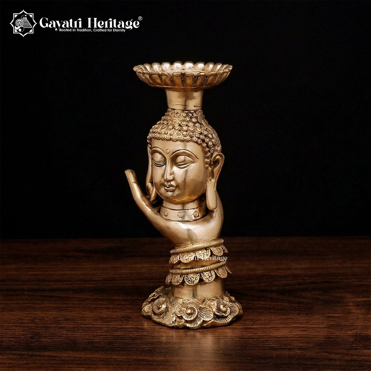 Brass Buddha Candle Stand – Peace & Tranquility | Gayatri Heritage