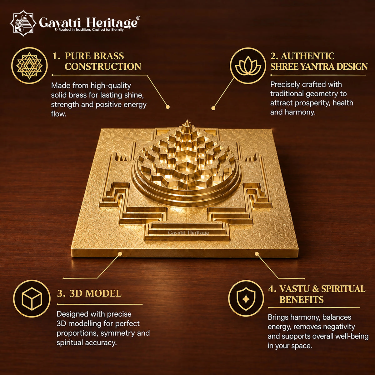 Small Brass Shree Yantra 3D Model – view 2 of 4
