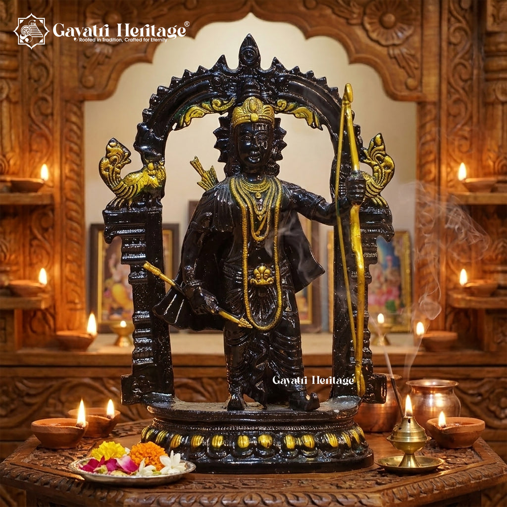 Brass Ram Lalla Statue – Sacred Blessings in Black Finish