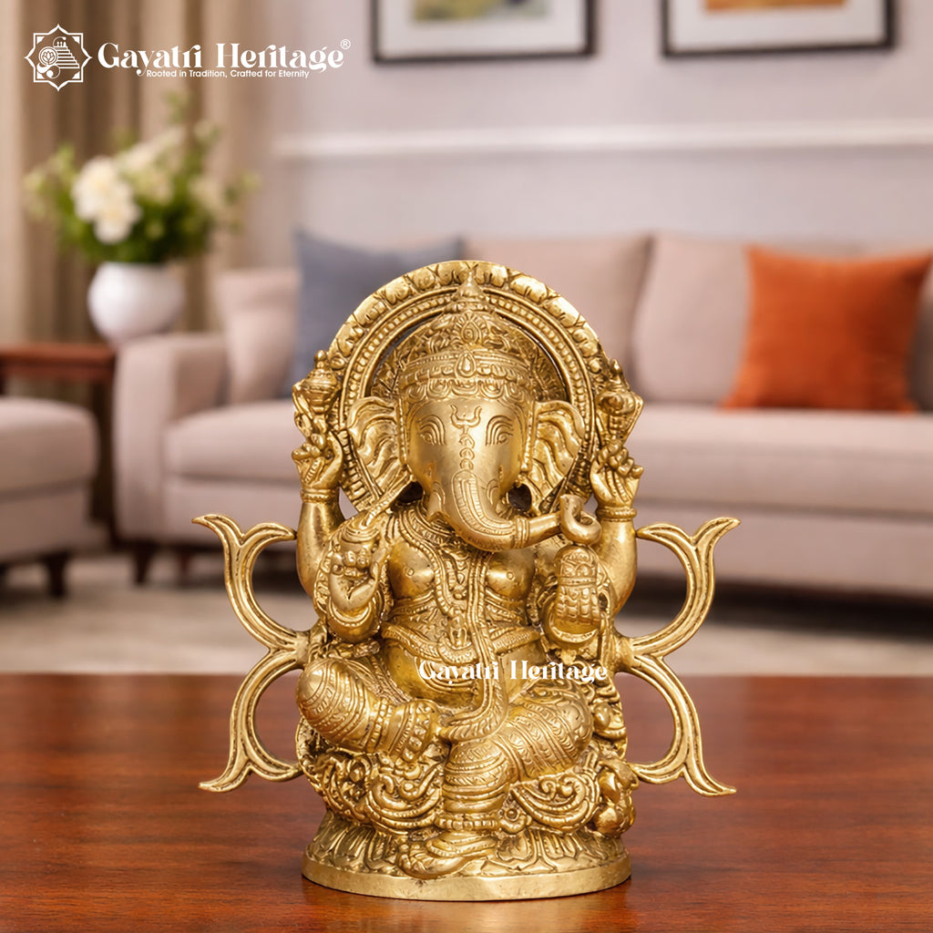 Brass Ganesha Statue – Lord Ganpati Idol for Puja & Decor