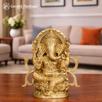 Brass Ganesha Statue – Lord Ganpati Idol for Puja & Decor