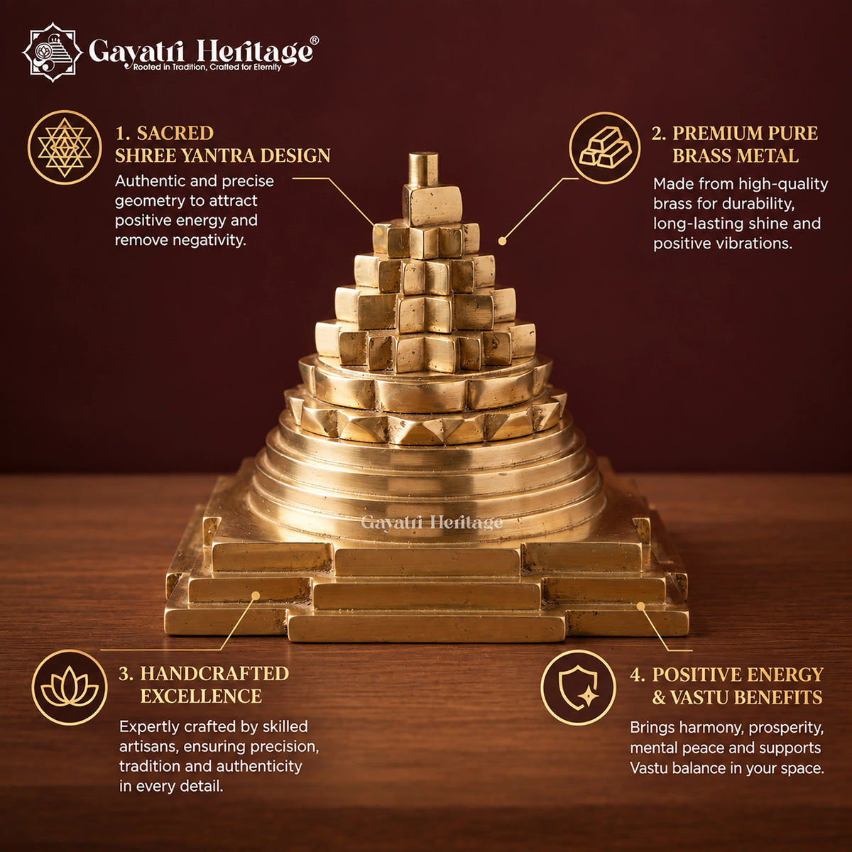 Brass Shri Yantra Meru – view 2 of 5