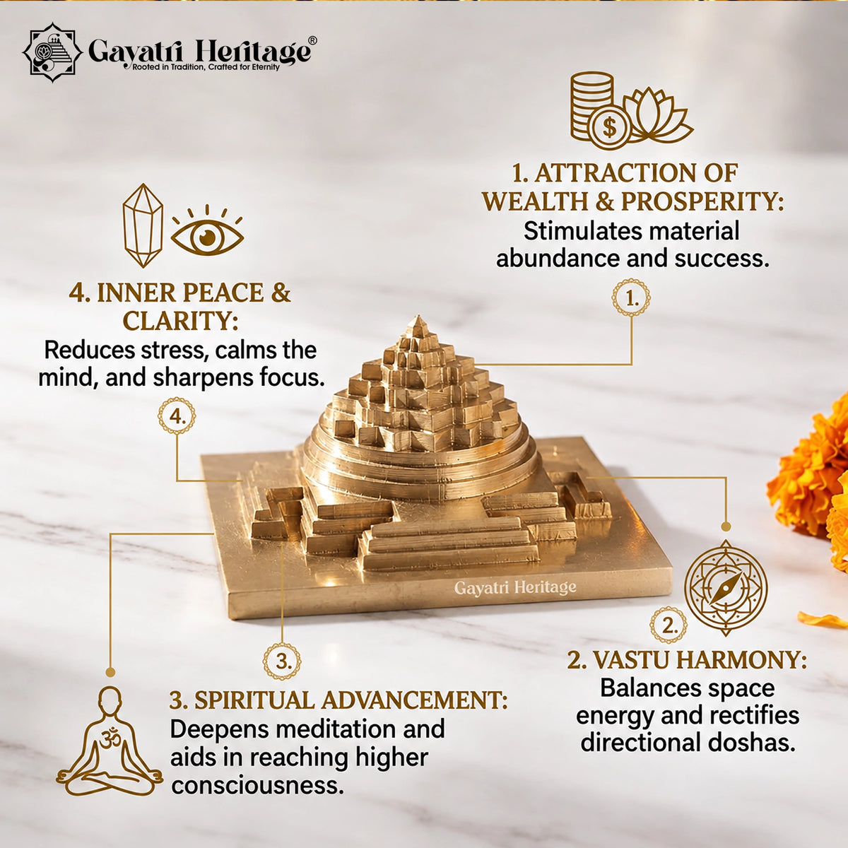 Brass 3D Model Shree Yantra – view 2 of 5