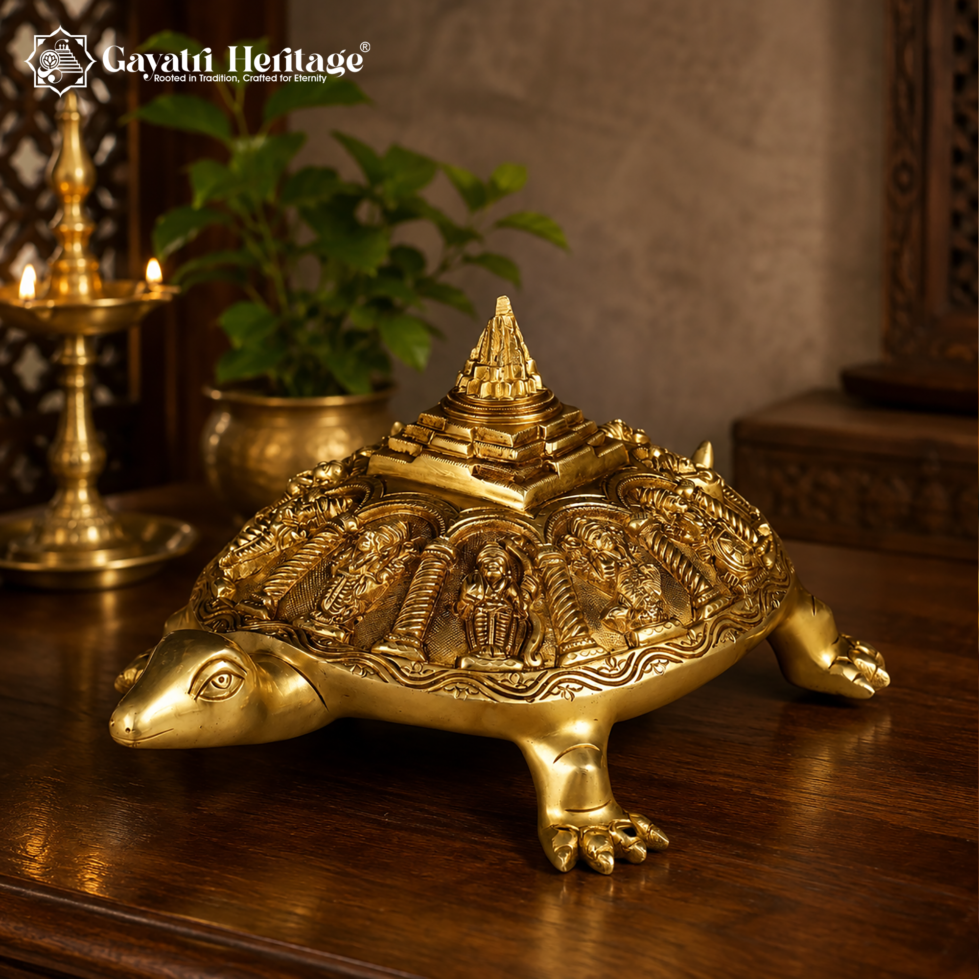 Brass Dasavataram Turtle – Sacred Vastu Décor | Gayatri Heritage