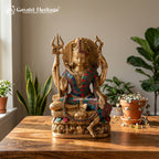 Brass Ardhnareshwara Statue with Stone Work – Timeless Spiritual Art | Gayatri Heritage