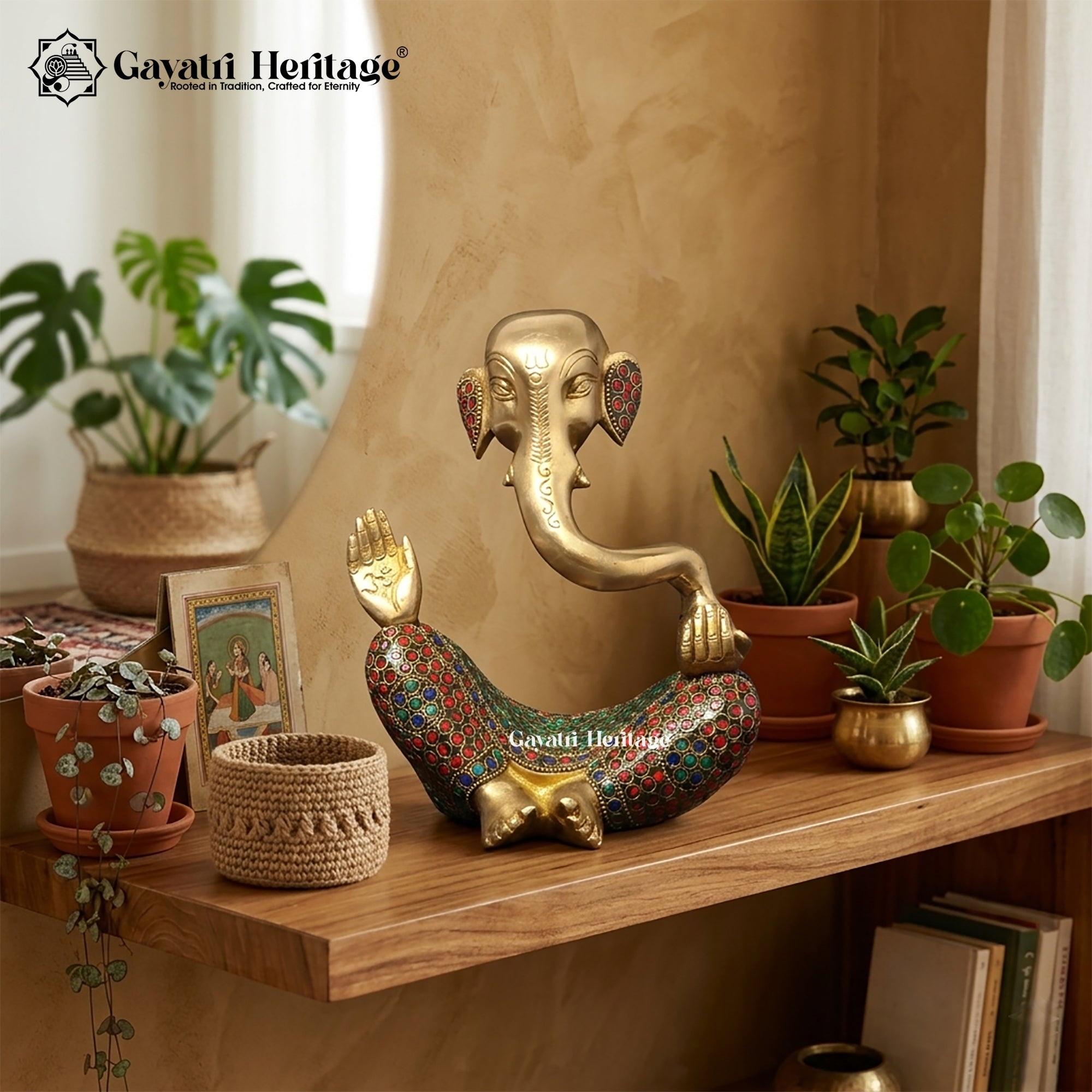 Brass Hawai Ganesha – Unique Windy Style Idol | Gayatri Heritage