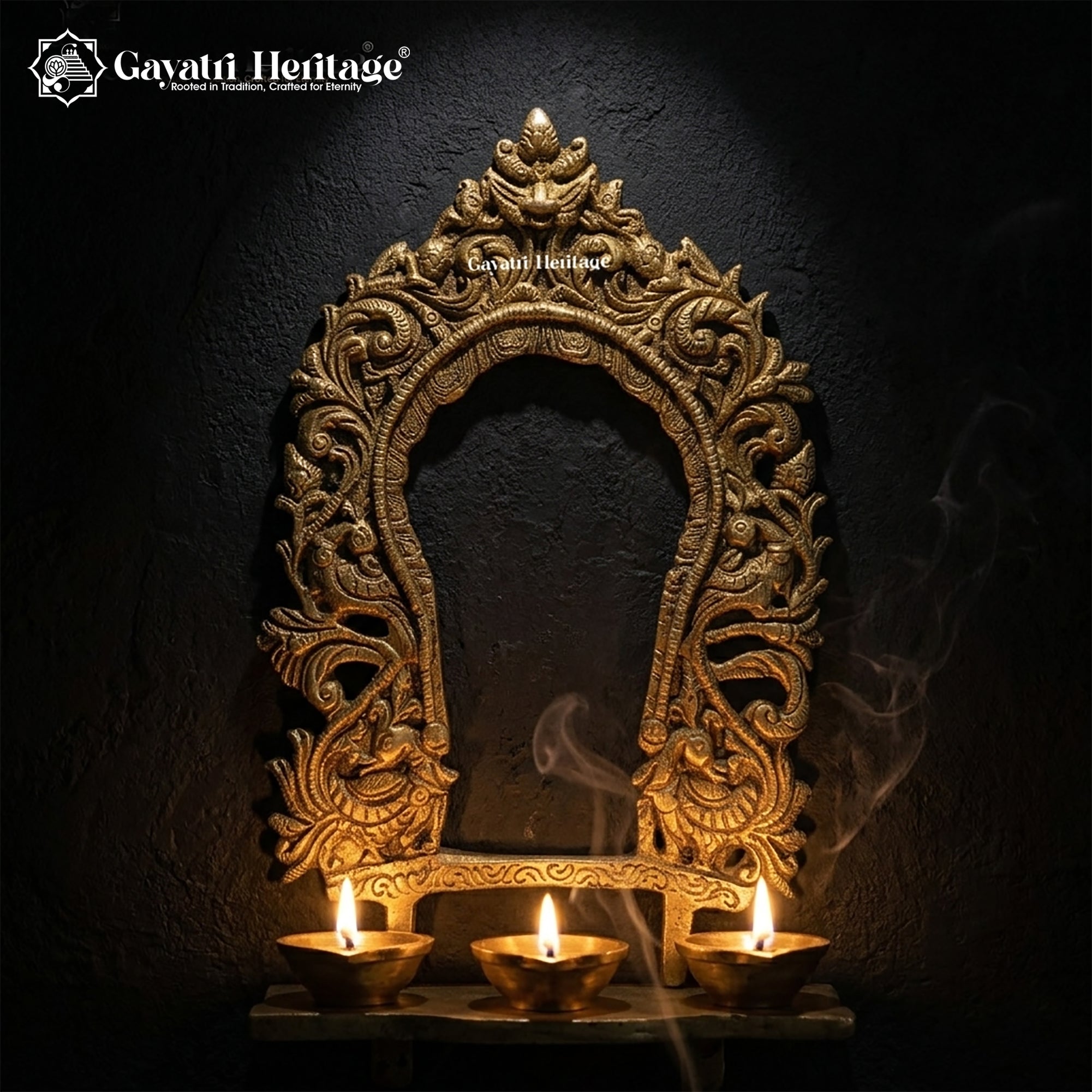 Brass Wall Decor Frame/ Prabhavali – Royal Spiritual Frame | Gayatri Heritage
