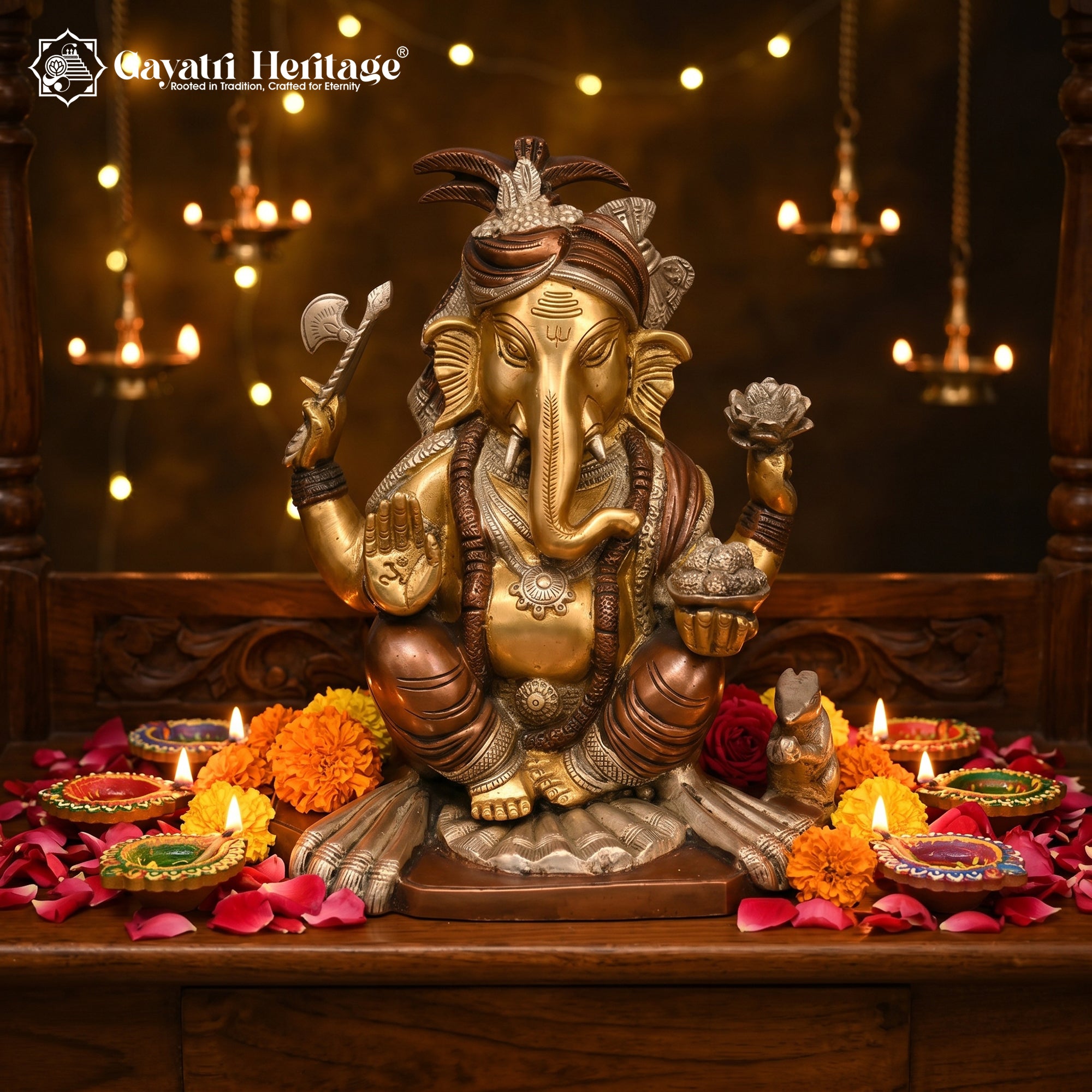 Brass Ganesh in Turban Design – Royal Elephant God Idol