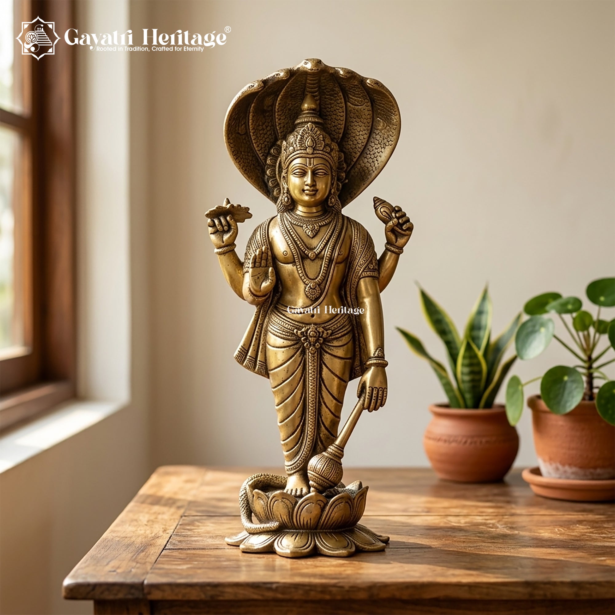 Brass Vishnu Idol – Divine 16.5" Narayana Murti for Home | Gayatri Heritage