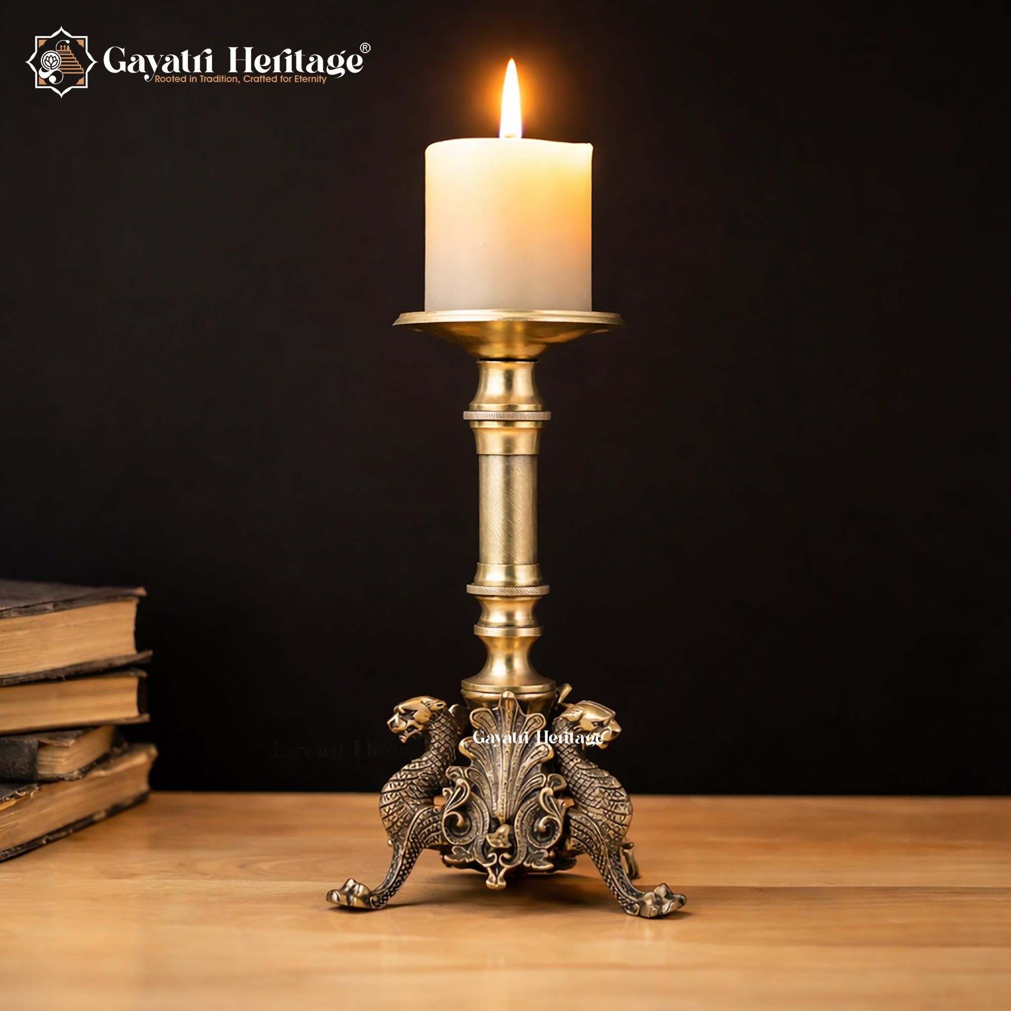 Brass Jaguar Candle Stand – Bold Elegance and Power | Gayatri Heritage