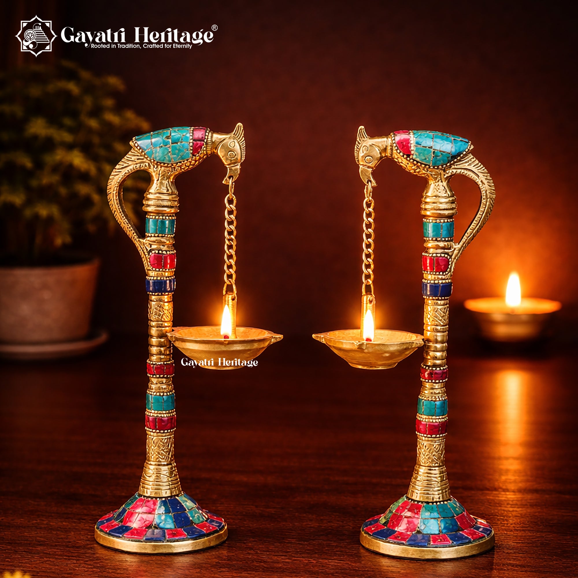 Brass Peacock Diya – Traditional Oil Lamp for Décor | Gayatri Heritage