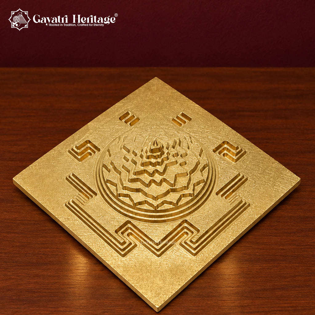 Sacred Brass Shree Yantra 3D Model | Meru Design Shri Yantra | Home Temple & Vastu Decor | Spiritual Gift
