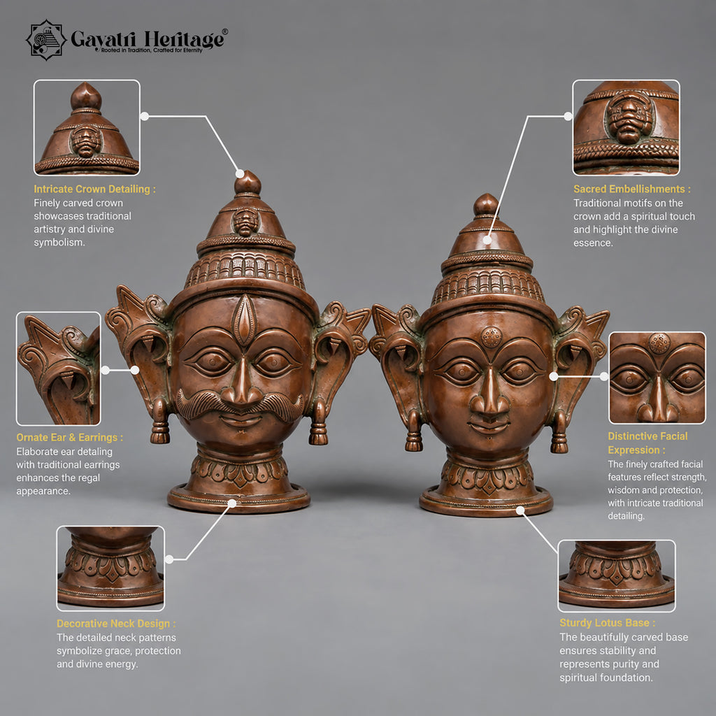 Brass Shiva Parvati Face Set – view 2 of 5