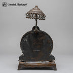 Handcrafted Brass Ganesha Idol with Throne & Umbrella Bells | Antique Black Gold Ganesh Statue