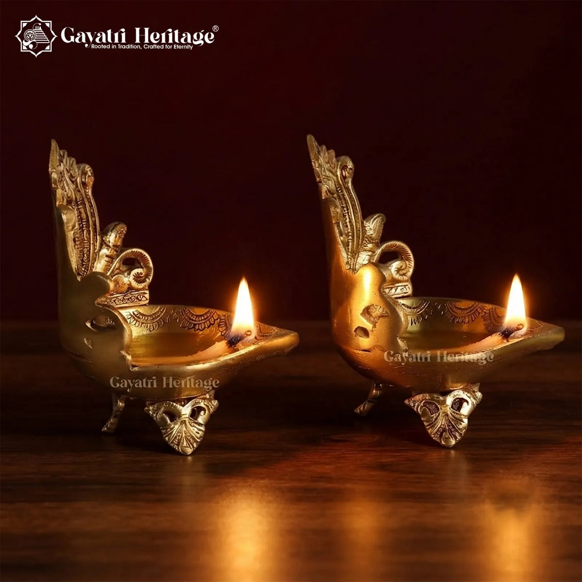 Brass Ganesh & Laxmi Diya Lamp (Pair) – Divine Prosperity | Gayatri Heritage