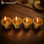 Brass Diya Set of 6 | Handcrafted Traditional Oil Lamps | Indian Brass Diyas | Pooja & Festive Home Decor | Diwali Gift Set