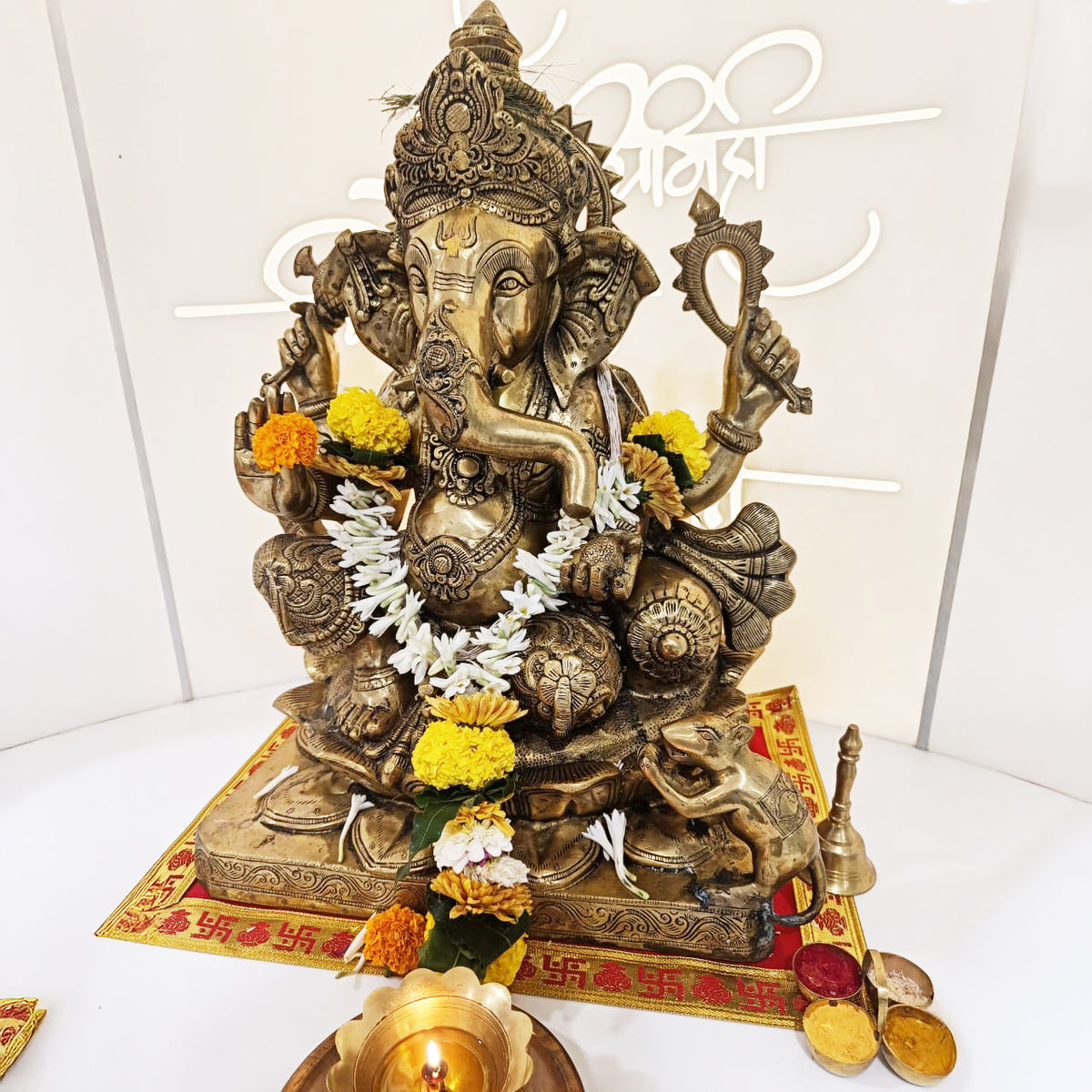 Brass Chaturbhuja Ganesha Idol – Divine Blessings for Home | Gayatri Heritage
