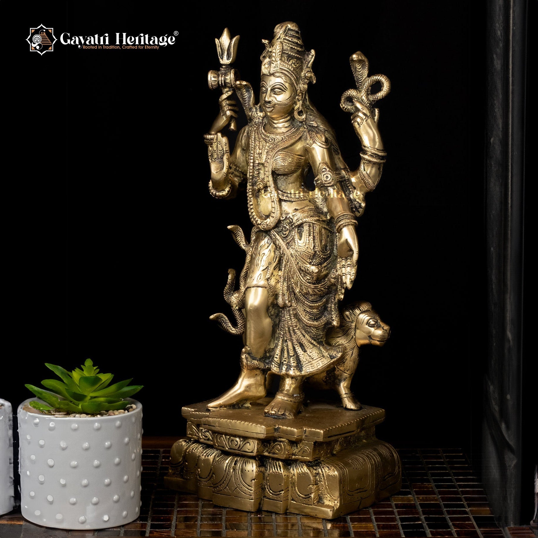 Brass Ardhanarishvara Statue – Divine Representation of Duality | Gayatri Heritage - Gayatri Heritage