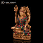 Brass Ardhnareshwara Statue with Stone Work – Timeless Spiritual Art | Gayatri Heritage - Gayatri Heritage