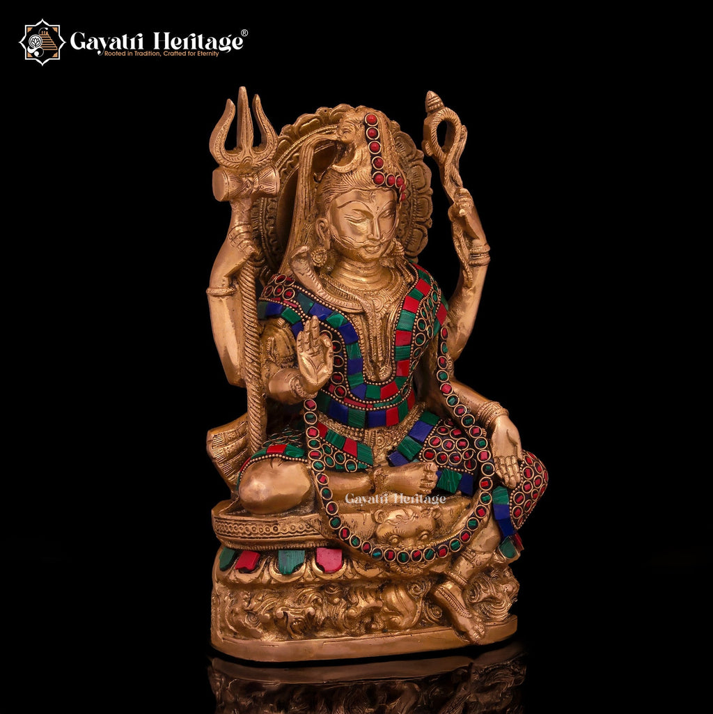 Brass Ardhnareshwara Statue with Stone Work – Timeless Spiritual Art | Gayatri Heritage - Gayatri Heritage