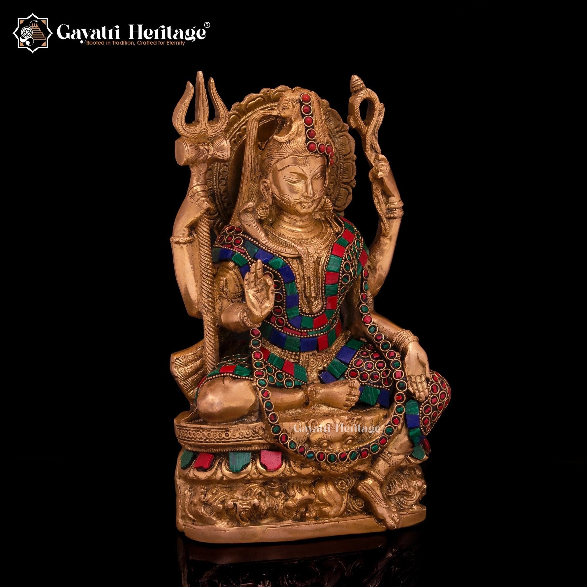 Brass Ardhnareshwara Statue with Stone Work – Timeless Spiritual Art | Gayatri Heritage - Gayatri Heritage