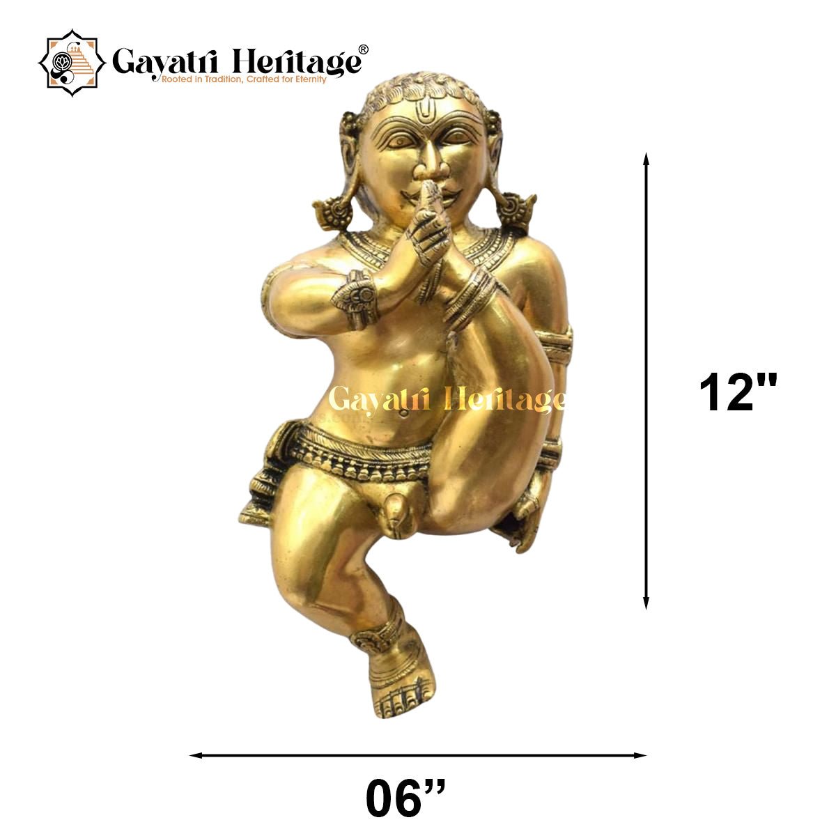 Brass Baby Krishna Sculpture – Divine Charm and Playfulness | Gayatri Heritage - Gayatri Heritage