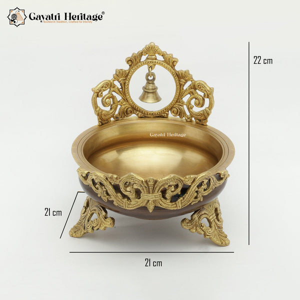 Brass Bell Urli/Bowl Showpiece – Exquisite Symbol of Harmony and Grace | Gayatri Heritage - Gayatri Heritage