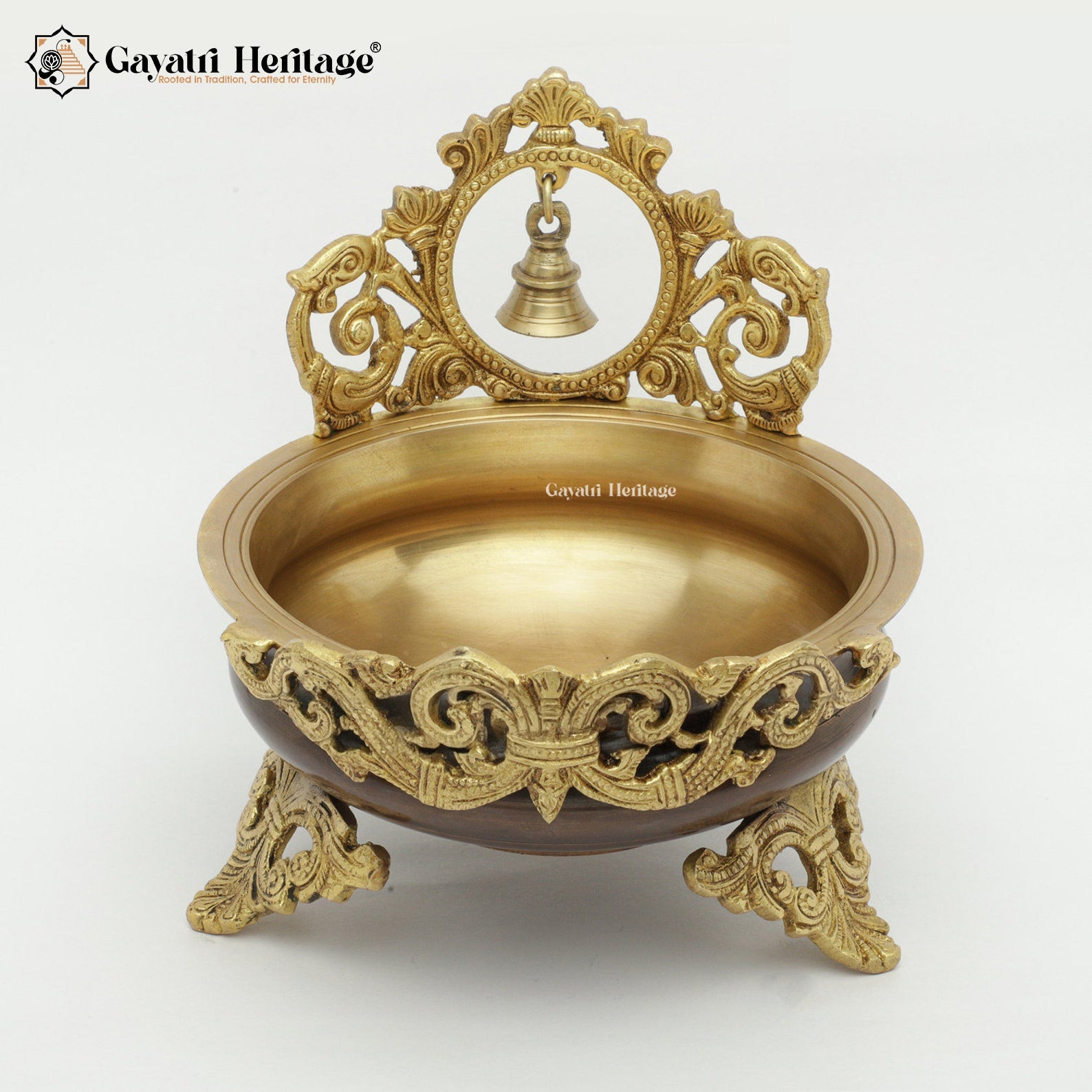 Brass Bell Urli/Bowl Showpiece – Exquisite Symbol of Harmony and Grace | Gayatri Heritage - Gayatri Heritage