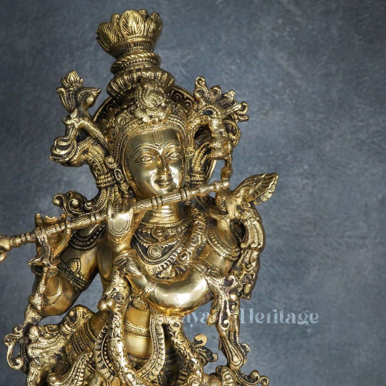 Brass Big Size Krishna Urli – Majestic Symbol of Divine Love and Playfulness | Gayatri Heritage - Gayatri Heritage