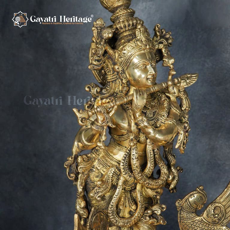 Brass Big Size Krishna Urli – Majestic Symbol of Divine Love and Playfulness | Gayatri Heritage - Gayatri Heritage