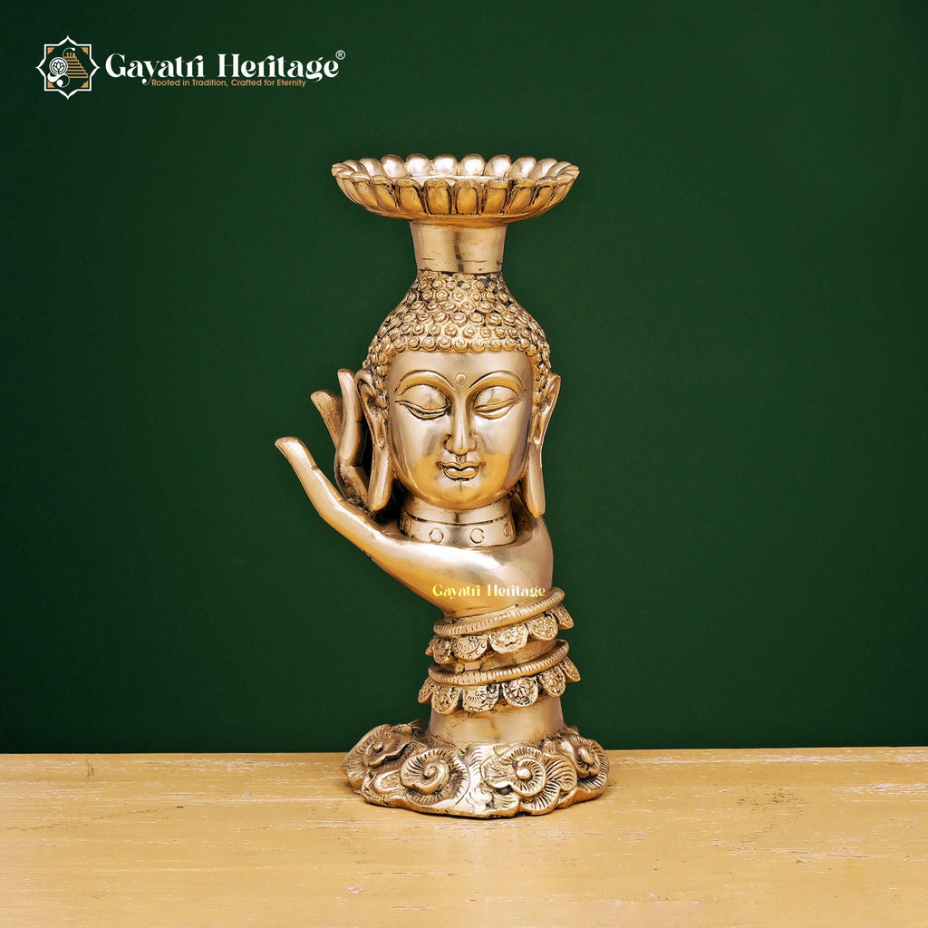 Brass Buddha Candle Stand – Illuminating Peace and Tranquility | Gayatri Heritage - Gayatri Heritage