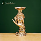Brass Buddha Candle Stand – Illuminating Peace and Tranquility | Gayatri Heritage - Gayatri Heritage