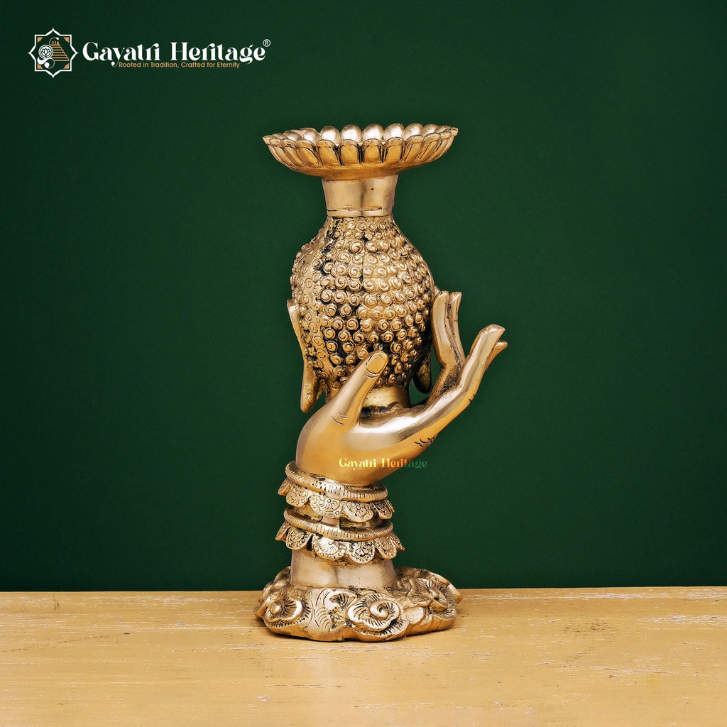 Brass Buddha Candle Stand – Illuminating Peace and Tranquility | Gayatri Heritage - Gayatri Heritage