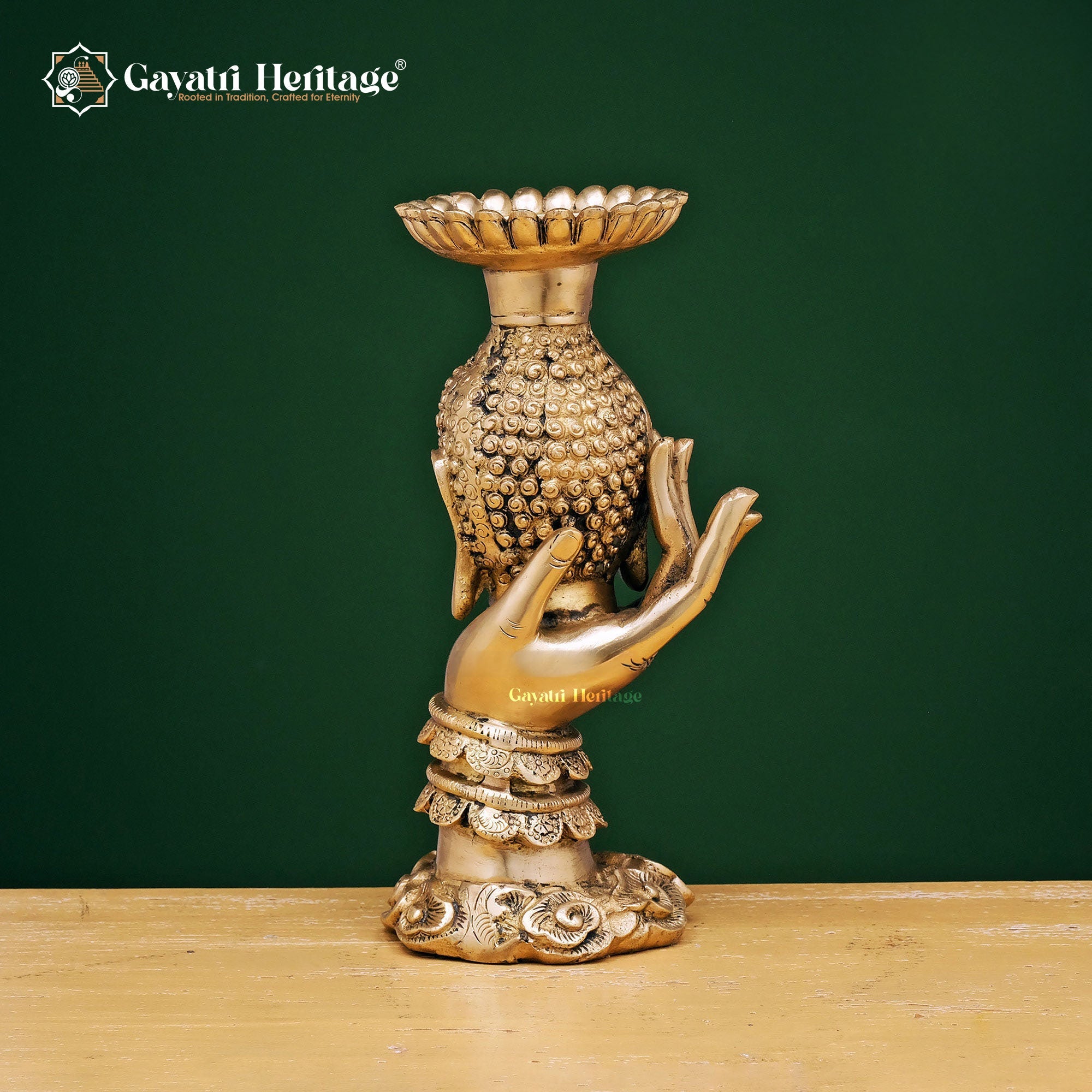 Brass Buddha Candle Stand – Illuminating Peace and Tranquility | Gayatri Heritage - Gayatri Heritage