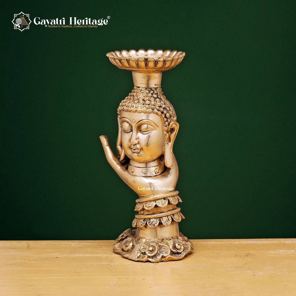 Brass Buddha Candle Stand – Illuminating Peace and Tranquility | Gayatri Heritage - Gayatri Heritage