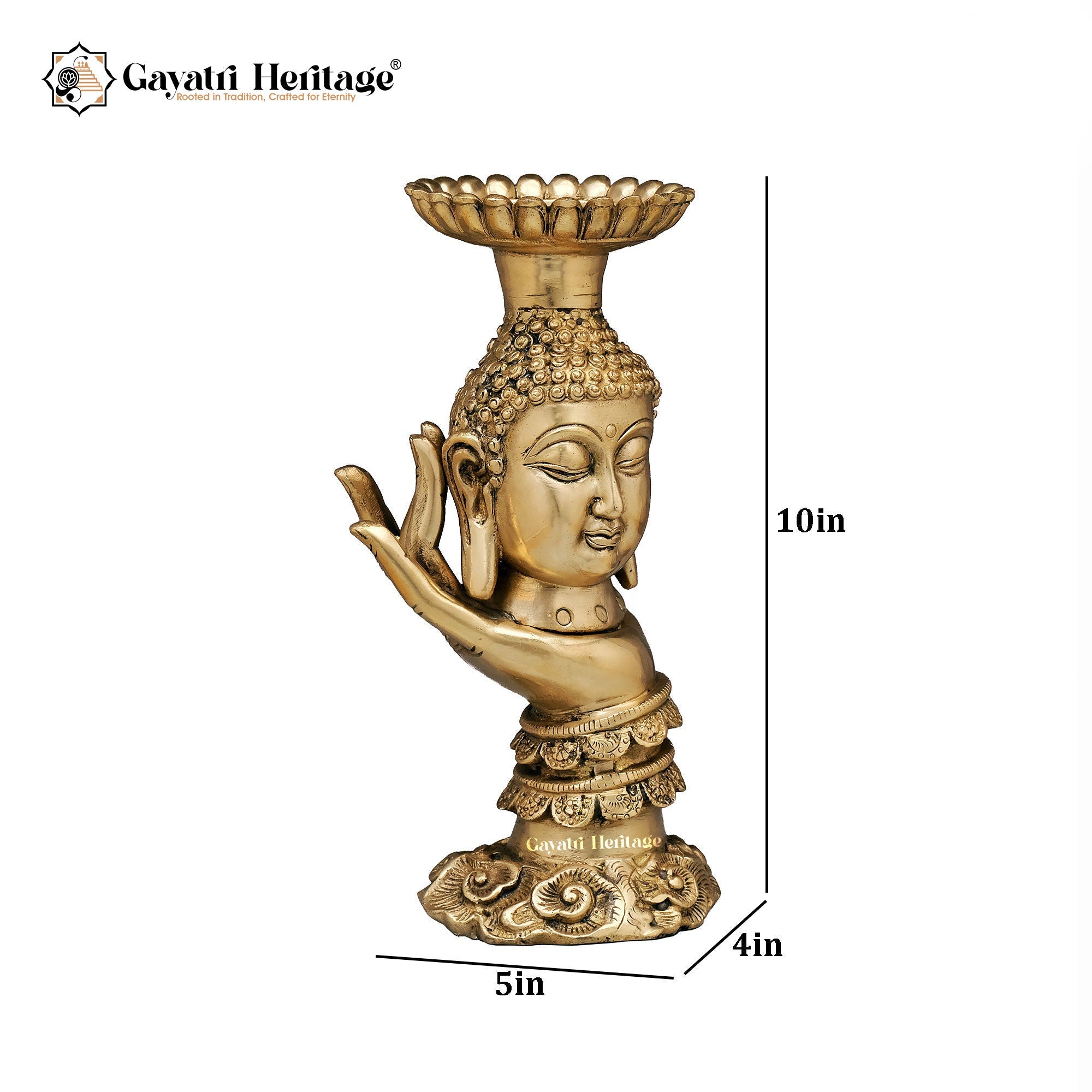Brass Buddha Candle Stand – Illuminating Peace and Tranquility | Gayatri Heritage - Gayatri Heritage