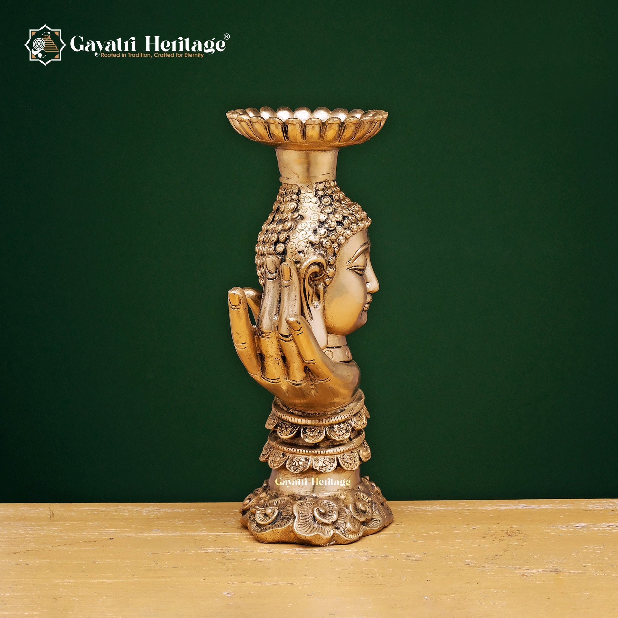 Brass Buddha Candle Stand – Illuminating Peace and Tranquility | Gayatri Heritage - Gayatri Heritage