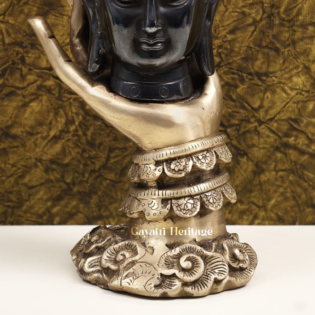 Brass Buddha Candle Stand in Black Finish – Elegant Serenity and Calming Light | Gayatri Heritage - Gayatri Heritage