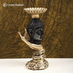 Brass Buddha Candle Stand in Black Finish – Elegant Serenity and Calming Light | Gayatri Heritage - Gayatri Heritage