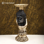 Brass Buddha Candle Stand in Black Finish – Elegant Serenity and Calming Light | Gayatri Heritage - Gayatri Heritage